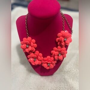 J. Crew Factory NWOT: Floral Statement Necklace in Coral Pink